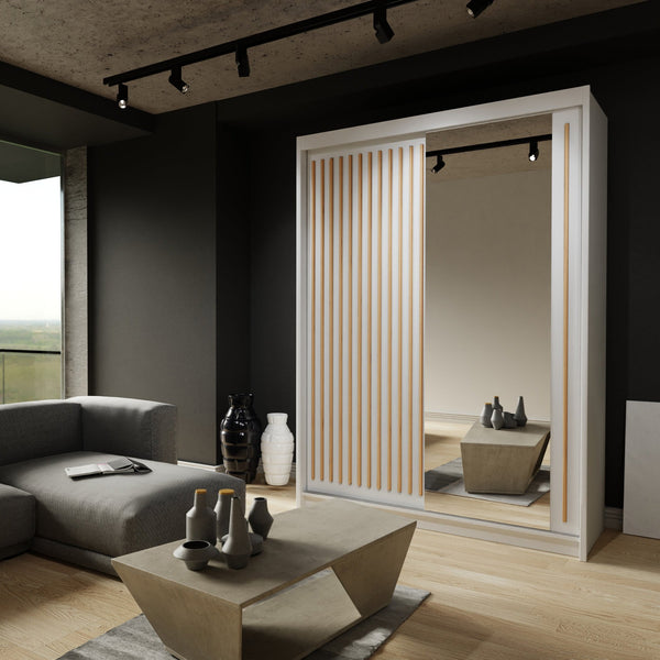 Royal Contemporary Mirrored Sliding Armoire for Bedroom 59"-80"