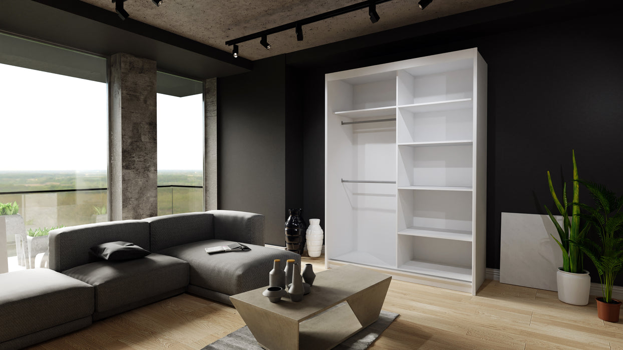Royal Contemporary Mirrored Sliding Armoire for Bedroom 59"-80"