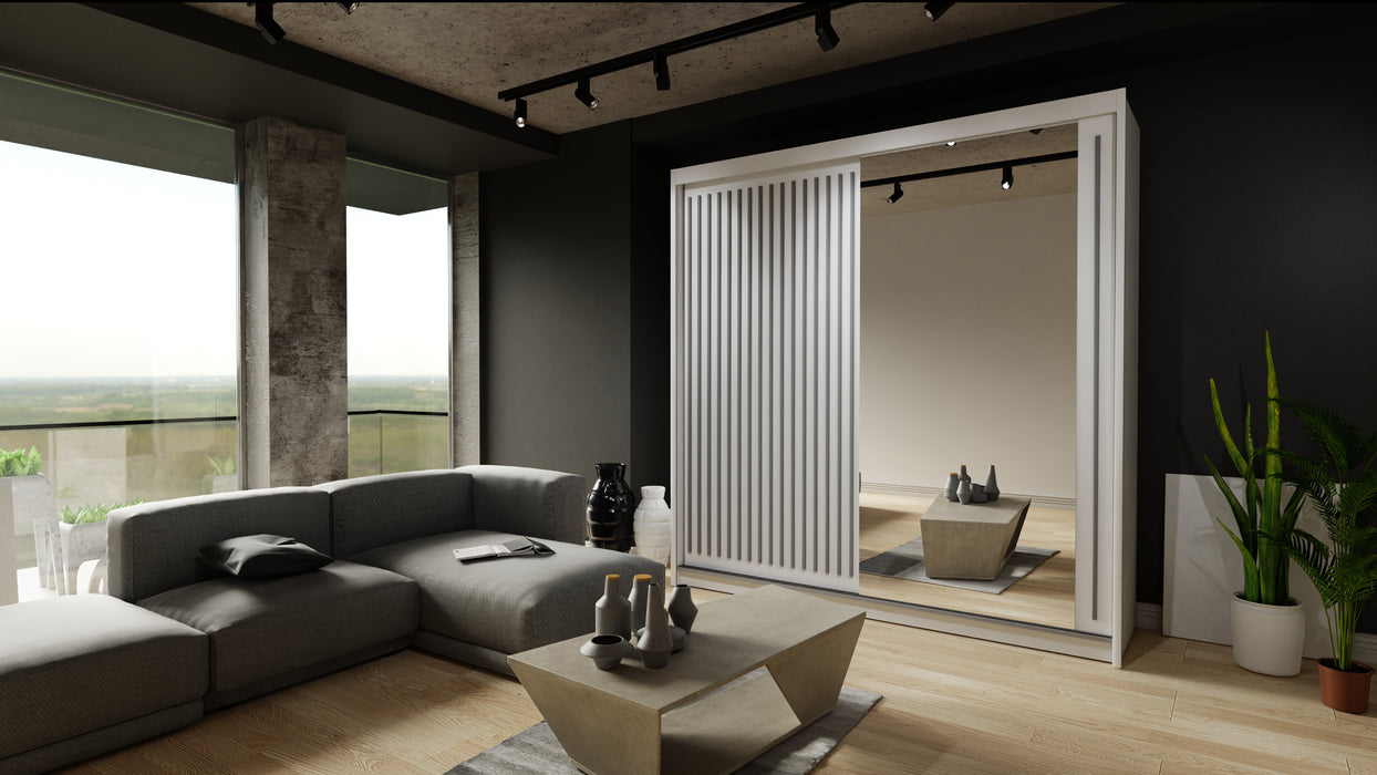 Royal Contemporary Mirrored Sliding Armoire for Bedroom 59"-80"