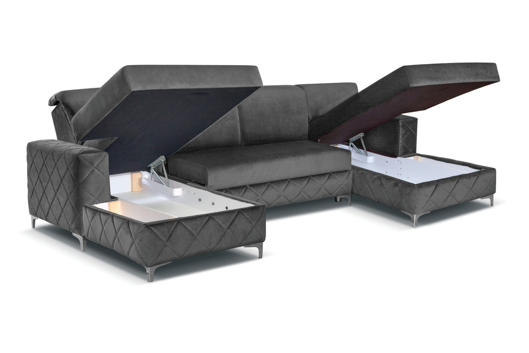 Sectional | 114" | Alfredo Deluxe | Convertible | Luxurious | Storage