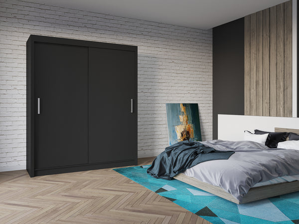 Classic Sliding Door Wardrobe in Gray, Black, Wenge, White Colors