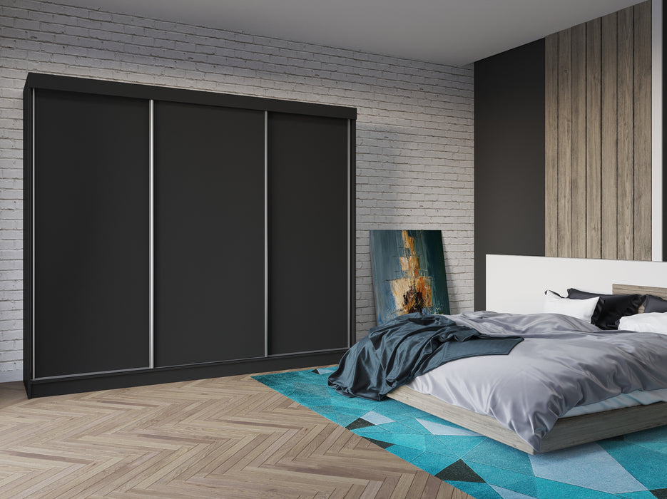 Classic Sliding Door Wardrobe in Gray, Black, Wenge, White Colors