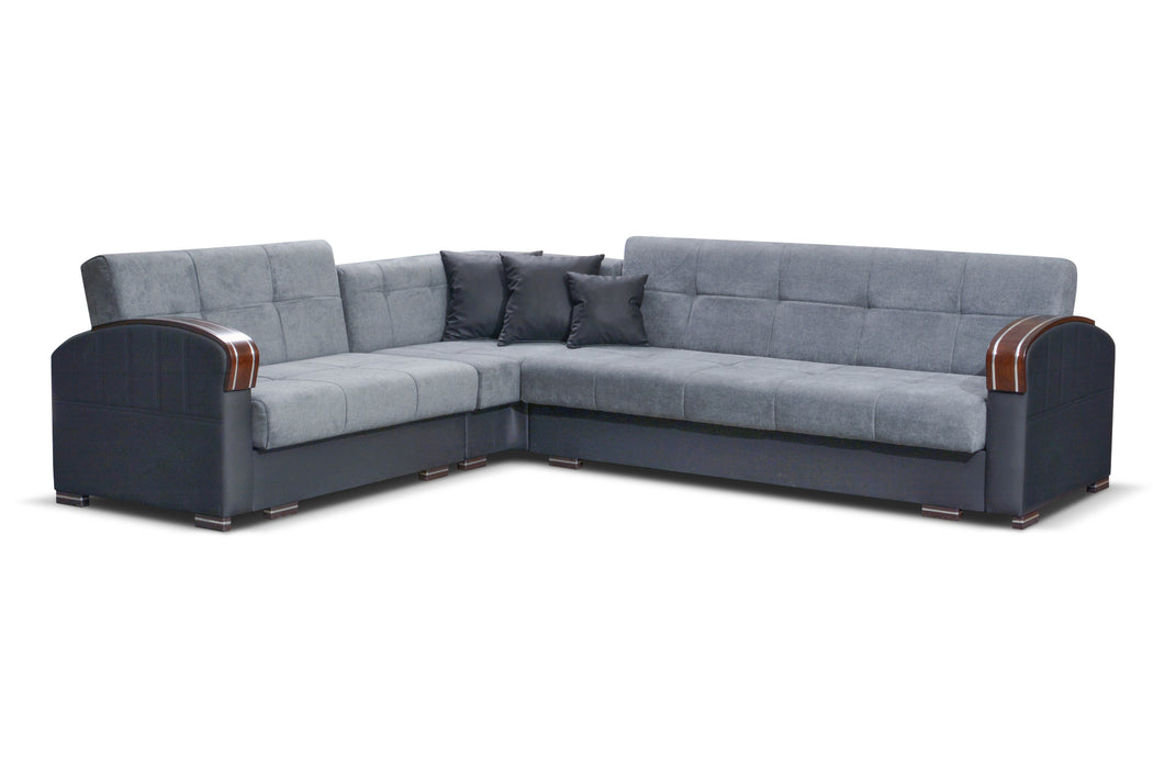 Samantha Corner Sectional Click-Clack Sofa Bed with 2 Storages