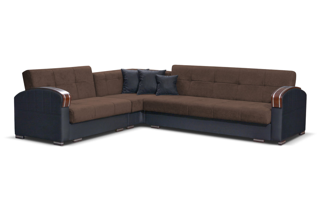 Samantha Corner Sectional Click-Clack Sofa Bed with 2 Storages