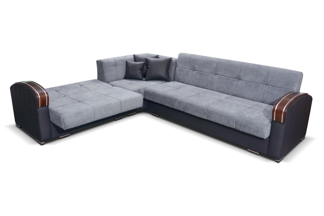 Samantha Corner Sectional Click-Clack Sofa Bed with 2 Storages