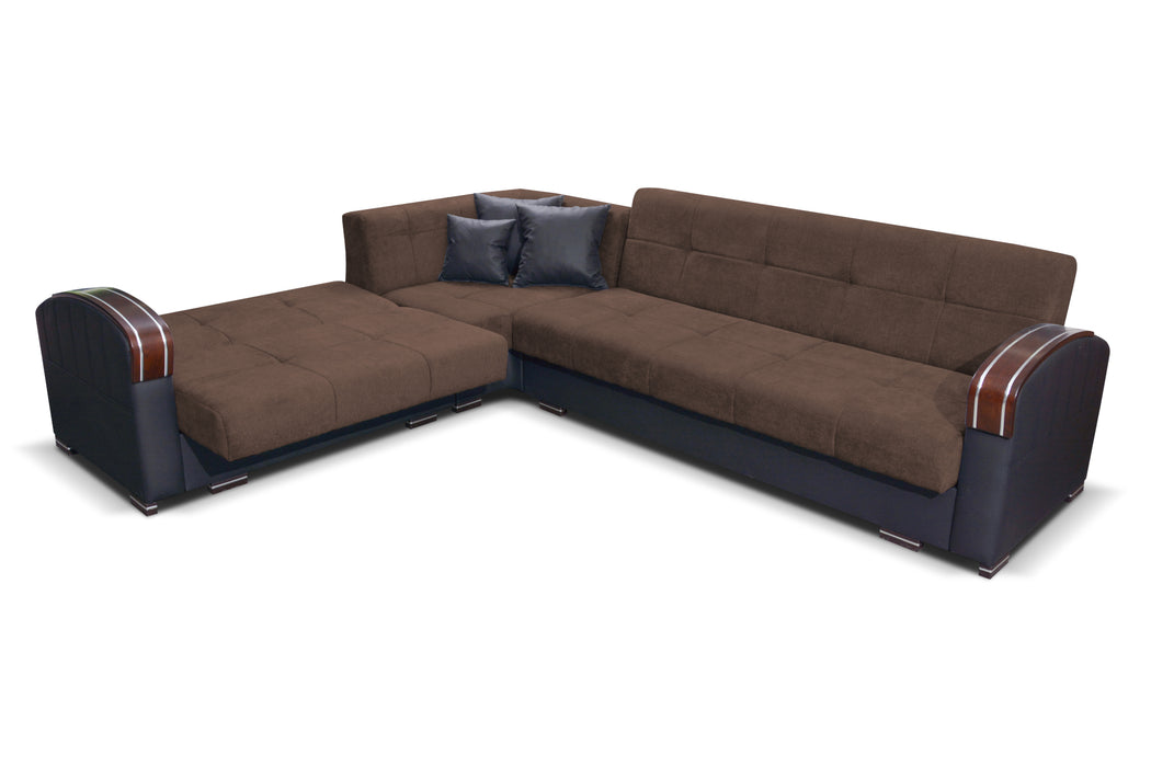 Samantha Corner Sectional Click-Clack Sofa Bed with 2 Storages