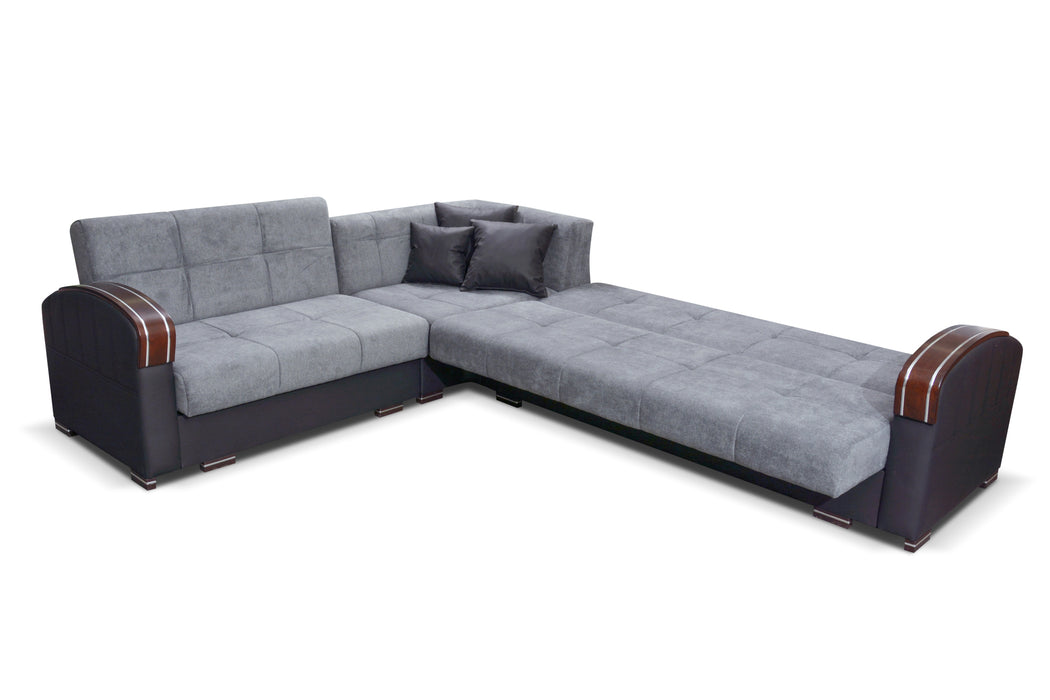 Samantha Corner Sectional Click-Clack Sofa Bed with 2 Storages