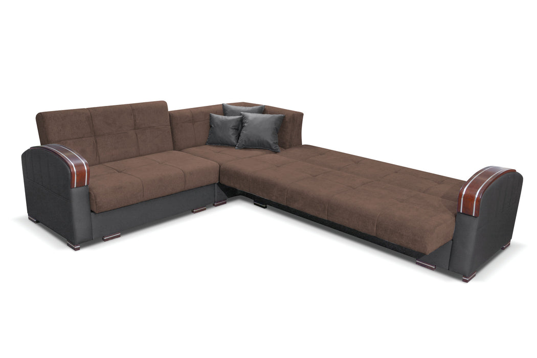 Samantha Corner Sectional Click-Clack Sofa Bed with 2 Storages