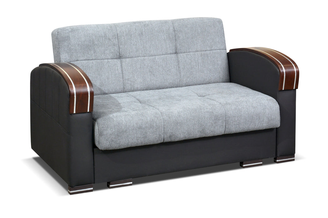 Samantha Stylish Sofa & Loveseat With Wood Arms