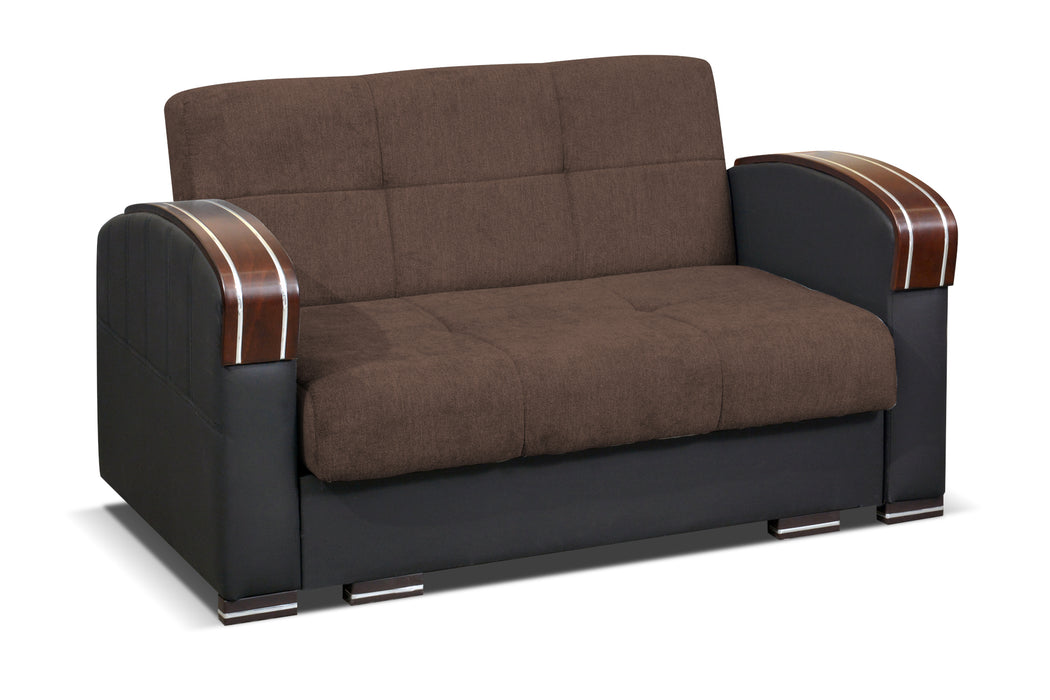 Samantha Stylish Sofa & Loveseat With Wood Arms