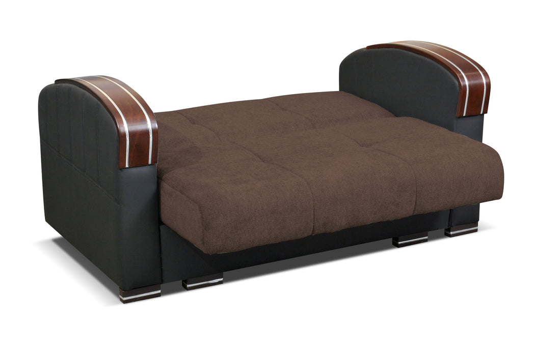 Samantha Stylish Sofa & Loveseat With Wood Arms