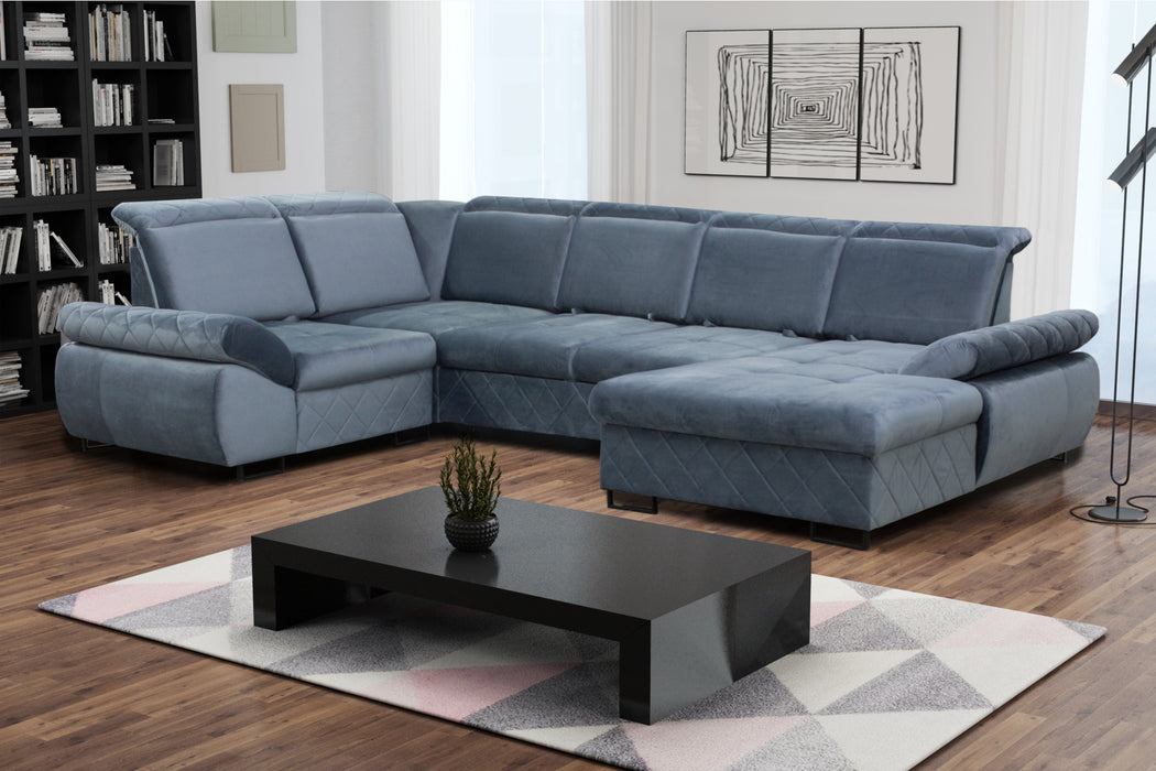 "Selly" | 136" Wide | Corner Sectional Sofa | Adjustable Backrest, Sofa Bed | Storage