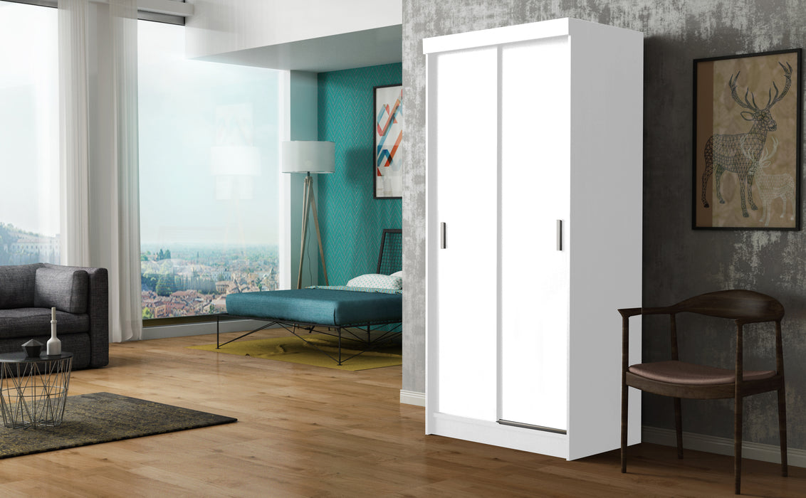 Simple Closet 36" Sliding Door Armoire with Shoe Shelf in Gray, Black, Wenge, White Colors
