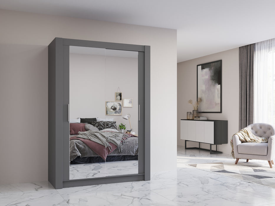 Chico Sliding Door Mirrored Wardrobe in Gray, Black, Wenge, White Colors