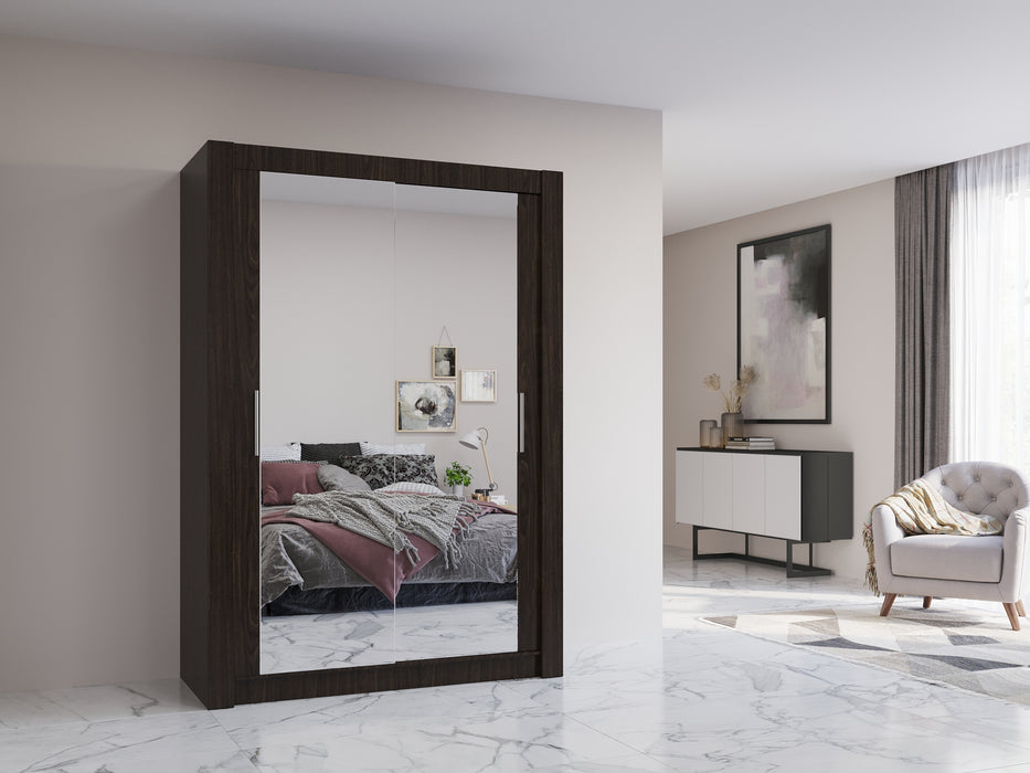 Chico Sliding Door Mirrored Wardrobe in Gray, Black, Wenge, White Colors