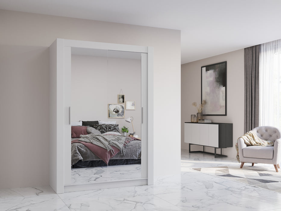 Chico Sliding Door Mirrored Wardrobe in Gray, Black, Wenge, White Colors