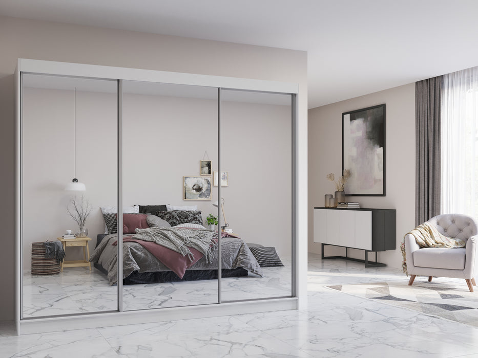 Chico Sliding Door Mirrored Wardrobe in Gray, Black, Wenge, White Colors