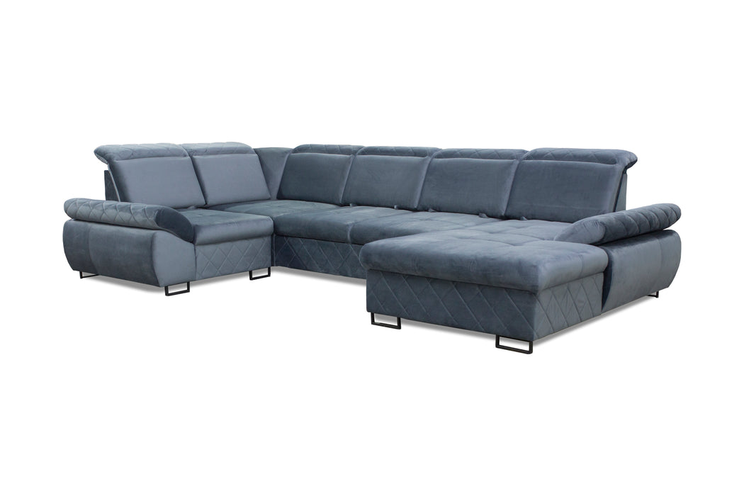 "Selly" | 136" Wide | Corner Sectional Sofa | Adjustable Backrest, Sofa Bed | Storage