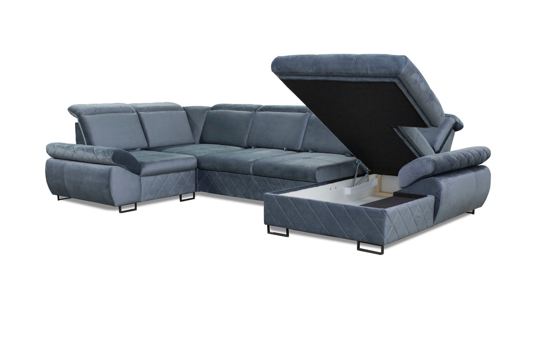 "Selly" | 136" Wide | Corner Sectional Sofa | Adjustable Backrest, Sofa Bed | Storage