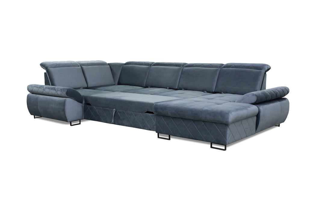 "Selly" | 136" Wide | Corner Sectional Sofa | Adjustable Backrest, Sofa Bed | Storage