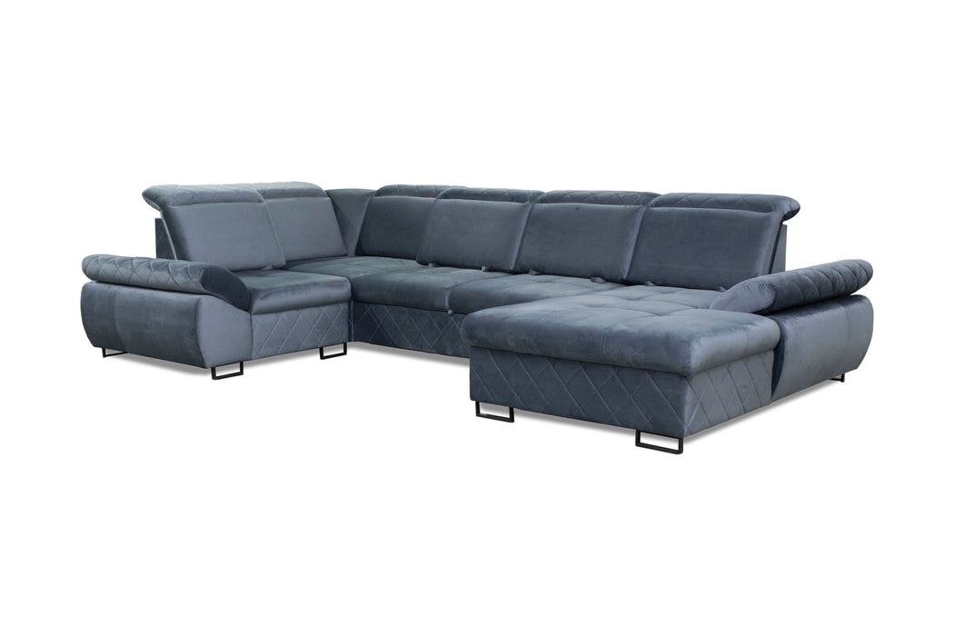 "Selly" | 136" Wide | Corner Sectional Sofa | Adjustable Backrest, Sofa Bed | Storage