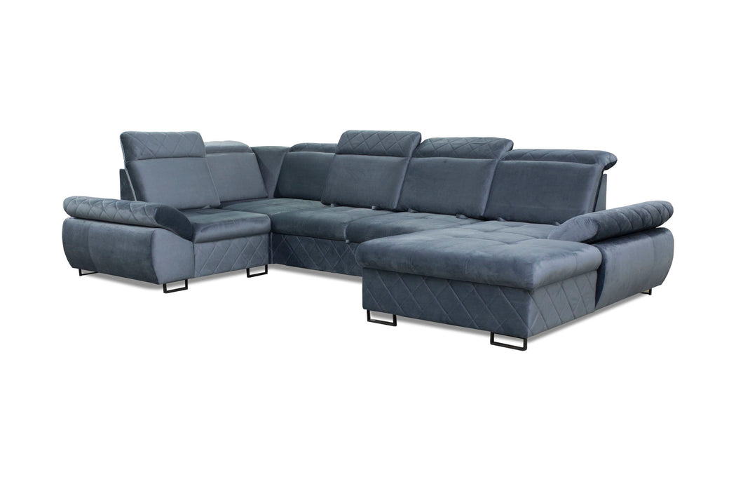 "Selly" | 136" Wide | Corner Sectional Sofa | Adjustable Backrest, Sofa Bed | Storage