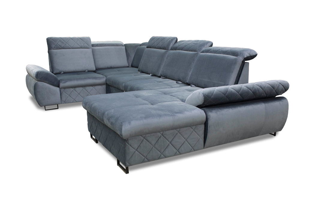 "Selly" | 136" Wide | Corner Sectional Sofa | Adjustable Backrest, Sofa Bed | Storage