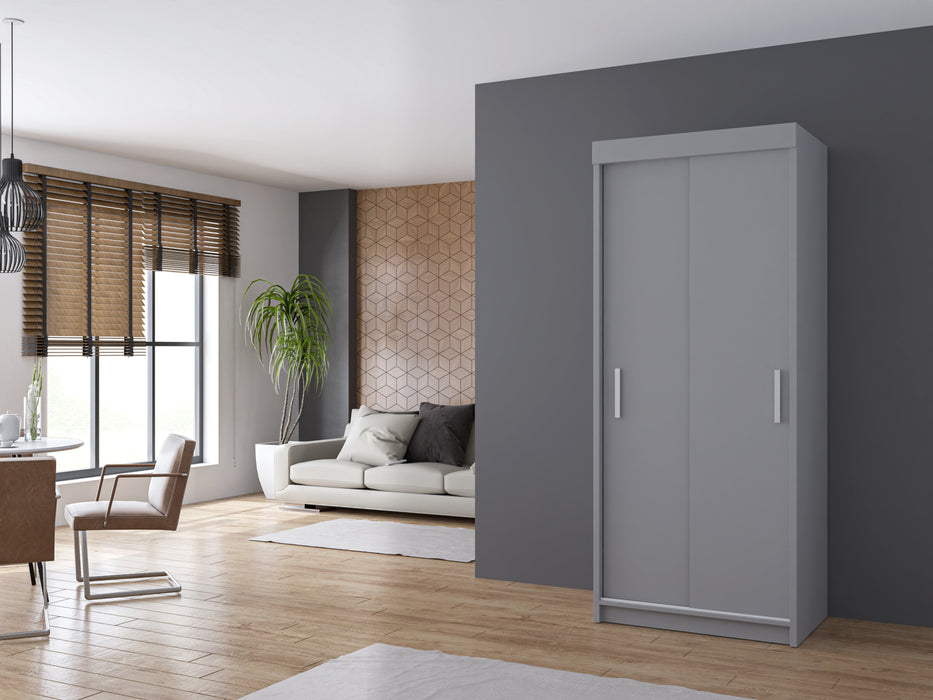 Simple Closet 36" Sliding Door Armoire with Shoe Shelf in Gray, Black, Wenge, White Colors